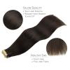 WENNALIFE Tape in Hair Extensions Human Hair, 20pcs 50g 22 inch Dark Brown Remy Hair Extensions for Women Tape Ins Straight Extensiones De Cabello Humano Skin Weft