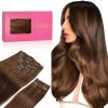 WENNALIFE Clip in Hair Extensions, 150g 22 Inch 9pcs Chocolate Brown Human Hair Extensions Thicker Clip in Hair Extensions Real Human Hair Clip Set Double Weft