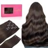 WENNALIFE Clip in Hair Extensions Real Human Hair, 20 Inch 150g 9pcs Human Hair Extensions Clip In Human Hair, Light Dark Brown Hair Extensions Clip In Real Hair Coloured Remy Human Hair Extensions