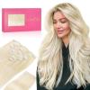 WENNALIFE Clip in Hair Extensions Real Human Hair, 24 Inch 150g 9pcs Human Hair Extensions Clip In Human Hair, Platinum Blonde Hair Extensions Clip In Real Hair Coloured Remy Human Hair Extensions