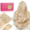 WENNALIFE Hair Extensions Clip In, 9pcs 16inch 150g Dirty Blonde Highlighted Bleach Blonde Thicker Clip In Hair Extensions Real Human Hair Remy hair extension Double Weft Clip in Human Hair Extensions