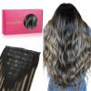 WENNALIFE Seamless Clip In Hair Extensions, 20 Inch 150g 7pcs Natural Black to Light Blonde Hair Extensions Clip in Human Hair Invisible PU Skin Weft Natural Remy Human Hair Extensions