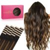 WENNALIFE Tape in Hair Extensions Human Hair, 20pcs 50g 20 inch Natural Black Mixed Chestnut Brown Remy Hair Extensions Straight Human Hair Tape in Extensions Skin Weft Tape Extensions Human Hair