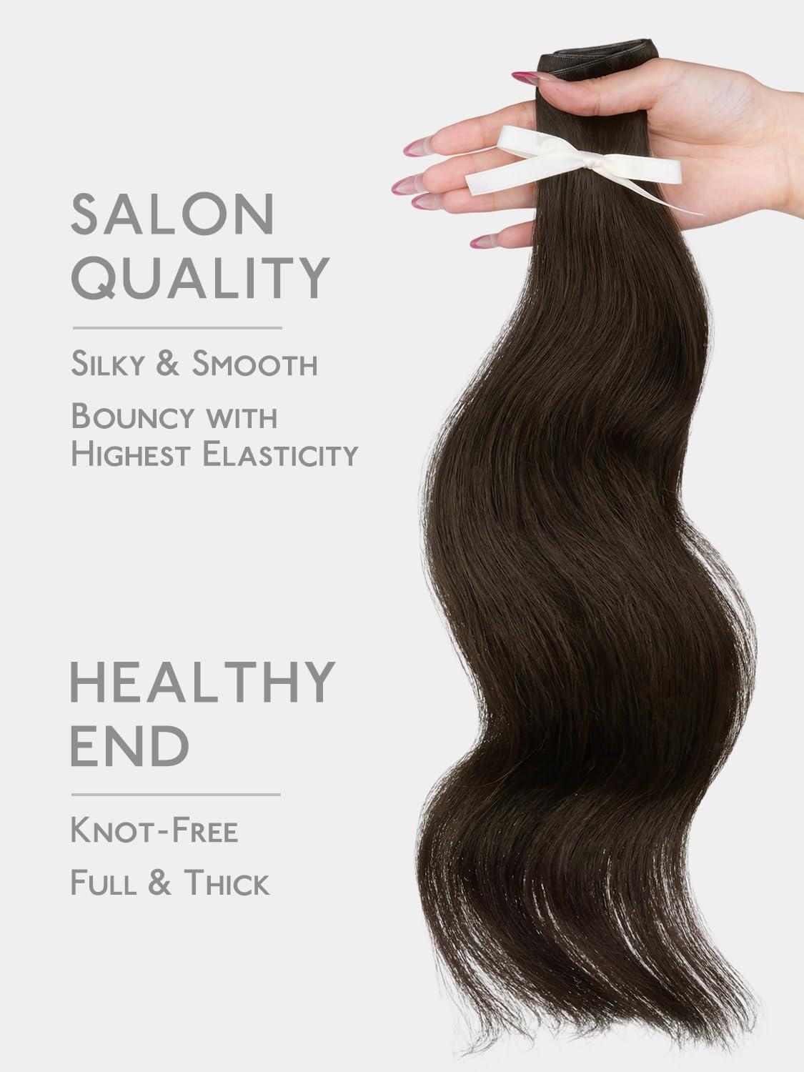 imageWENNALIFE Genius Weft Tape in Hair Extensions Human Hair 18 inch 50g Balayage Dark Brown Mixed Chestnut Brown Tape Ins Luxury Remy Hair Extensions Invisible Fuller Volume Reusable 31 Wide Weft2A Light Dark Brown