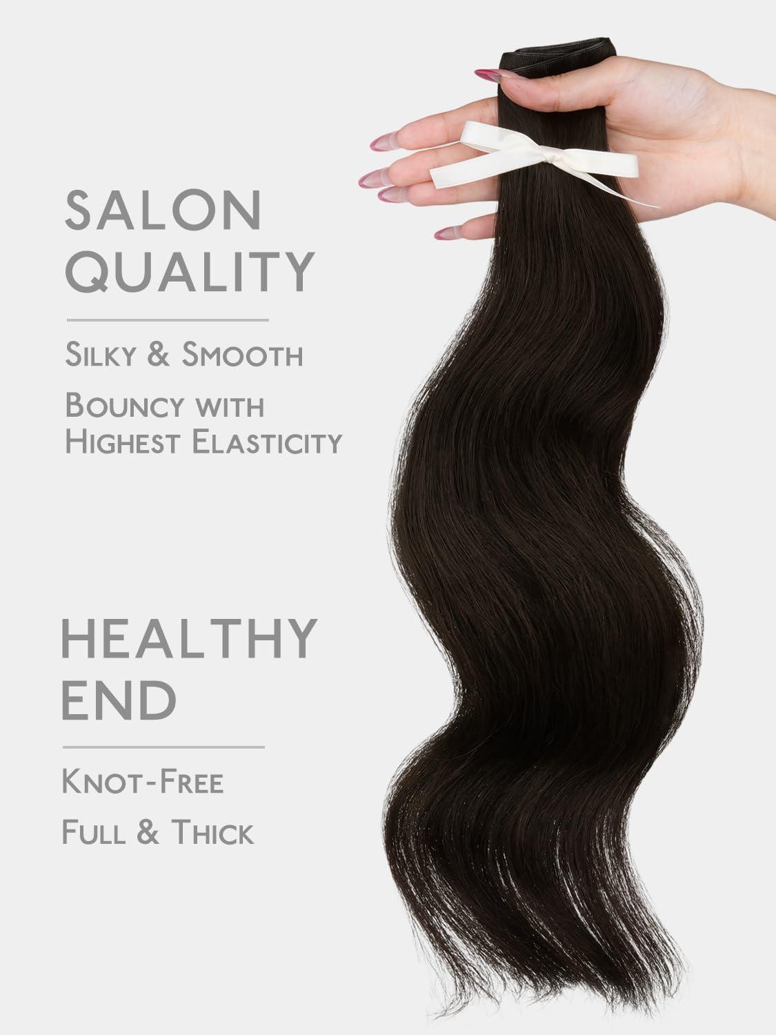 imageWENNALIFE Genius Weft Tape in Hair Extensions Human Hair 18 inch 50g Balayage Dark Brown Mixed Chestnut Brown Tape Ins Luxury Remy Hair Extensions Invisible Fuller Volume Reusable 31 Wide Weft2 Dark Brown
