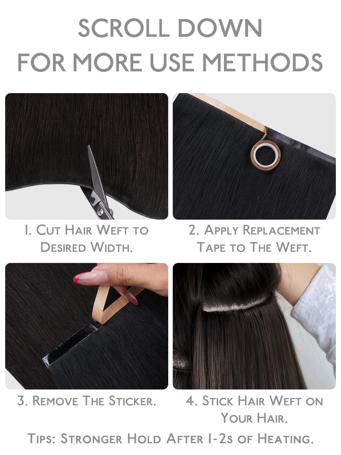 imageWENNALIFE Genius Weft Tape in Hair Extensions Human Hair 18 inch 50g Balayage Dark Brown Mixed Chestnut Brown Tape Ins Luxury Remy Hair Extensions Invisible Fuller Volume Reusable 31 Wide Weft1622 Light Blonde Highlighted Golden Blonde