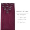 WENNALIFE Clip in Hair Extensions Real Human Hair, 14 Inch 120g 7pcs Human Hair Extensions Clip In Human Hair, Light Burgundy Hair Extensions Clip In Real Hair Coloured Remy Human Hair Extensions