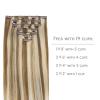 WENNALIFE Clip in Hair Extensions Real Human Hair, 16 Inch 120g 7pcs Ash Brown with Platinum Blonde Highlights Hair Extensions Remy Straight Natural Extensiones De Cabello Humano Con