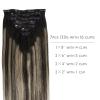 WENNALIFE Clip in Human Hair Extensions, 14 Inch 120g 7pcs Balayage Natural Black to Light Blonde Remy Clip in Hair Extensions Double Weft