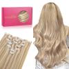 WENNALIFE Seamless Clip In Hair Extensions, 20 Inch 150g 7pcs Dirty Blonde Highlighted Bleach Blonde Hair Extensions Clip in Human Hair Invisible PU Skin Weft Natural Remy Human Hair Extensions
