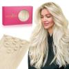 WENNALIFE Seamless Clip In Hair Extensions Human Hair, 16 Inch 130g 7pcs Platinum Blonde Real Hair Extensions Clip in Human Hair Invisible PU Skin Weft Natural Remy Human Hair Extensions