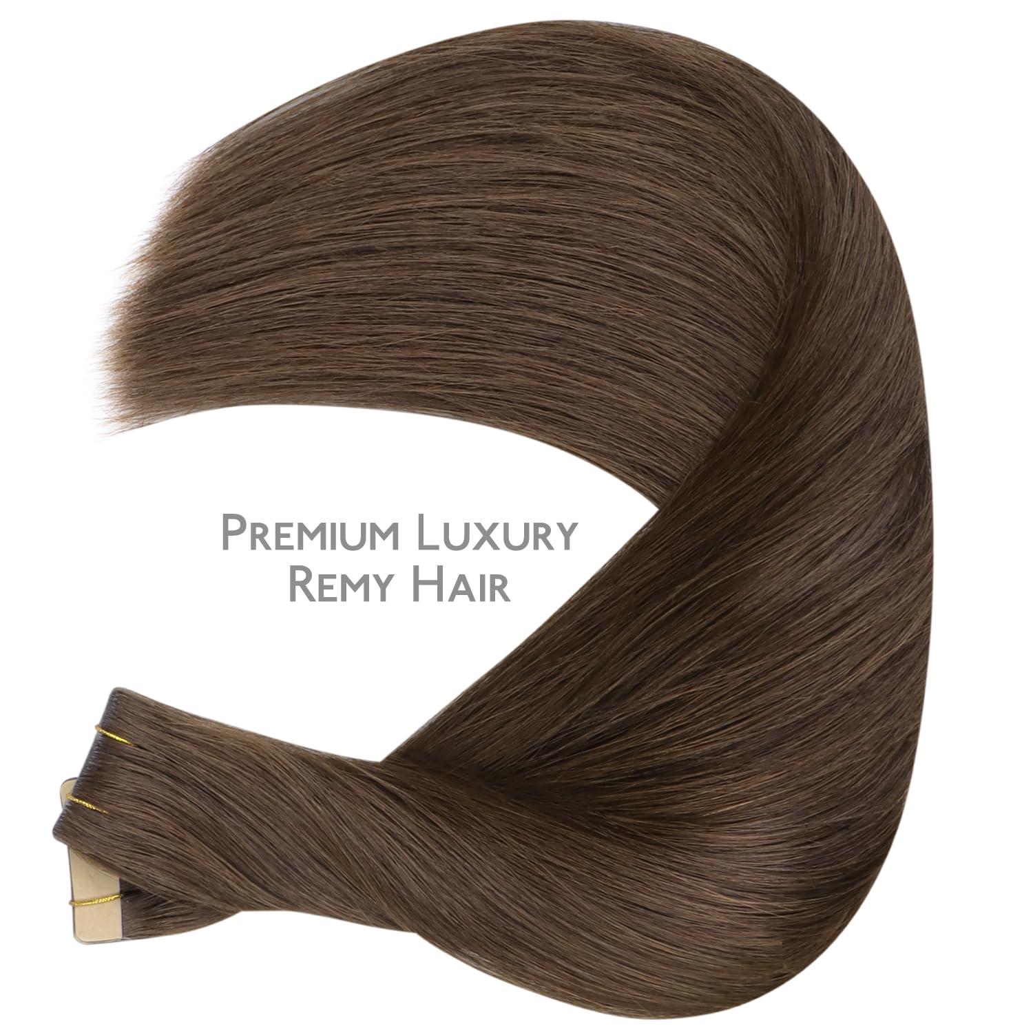 imageWENNALIFE Invisi Edge Tape in Hair Extensions Human Hair 16 Inch 50g 20pcs Muted Light Brown Brunette Invisible Luxury Remy Hair Extensions Natural Seamless Injected Tape Ins Extensiones De CabelloIN5 Muted Light Brown Brunette