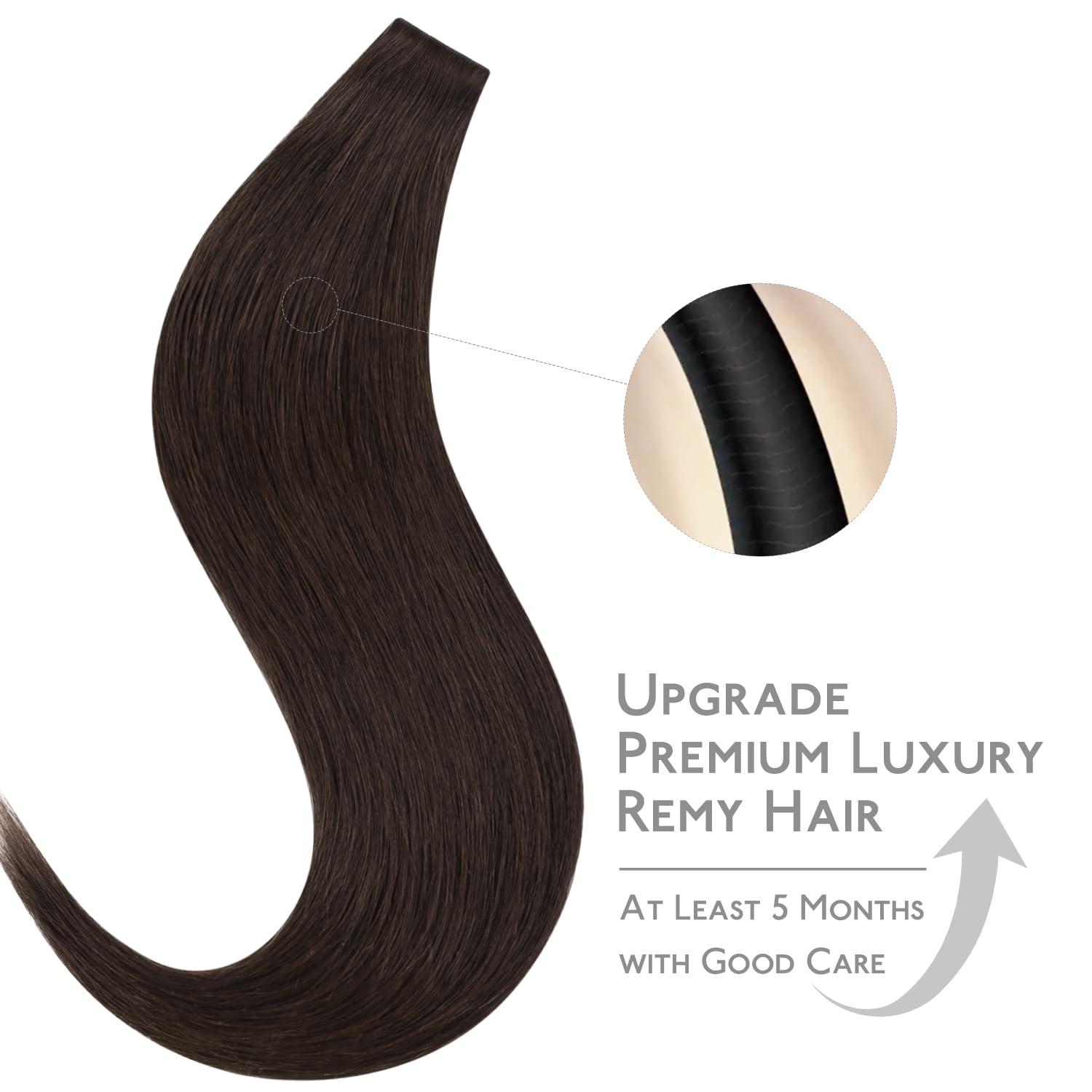 imageWENNALIFE Invisi Edge Tape in Hair Extensions Human Hair 16 Inch 50g 20pcs Muted Light Brown Brunette Invisible Luxury Remy Hair Extensions Natural Seamless Injected Tape Ins Extensiones De CabelloIN2A Light Dark Brown