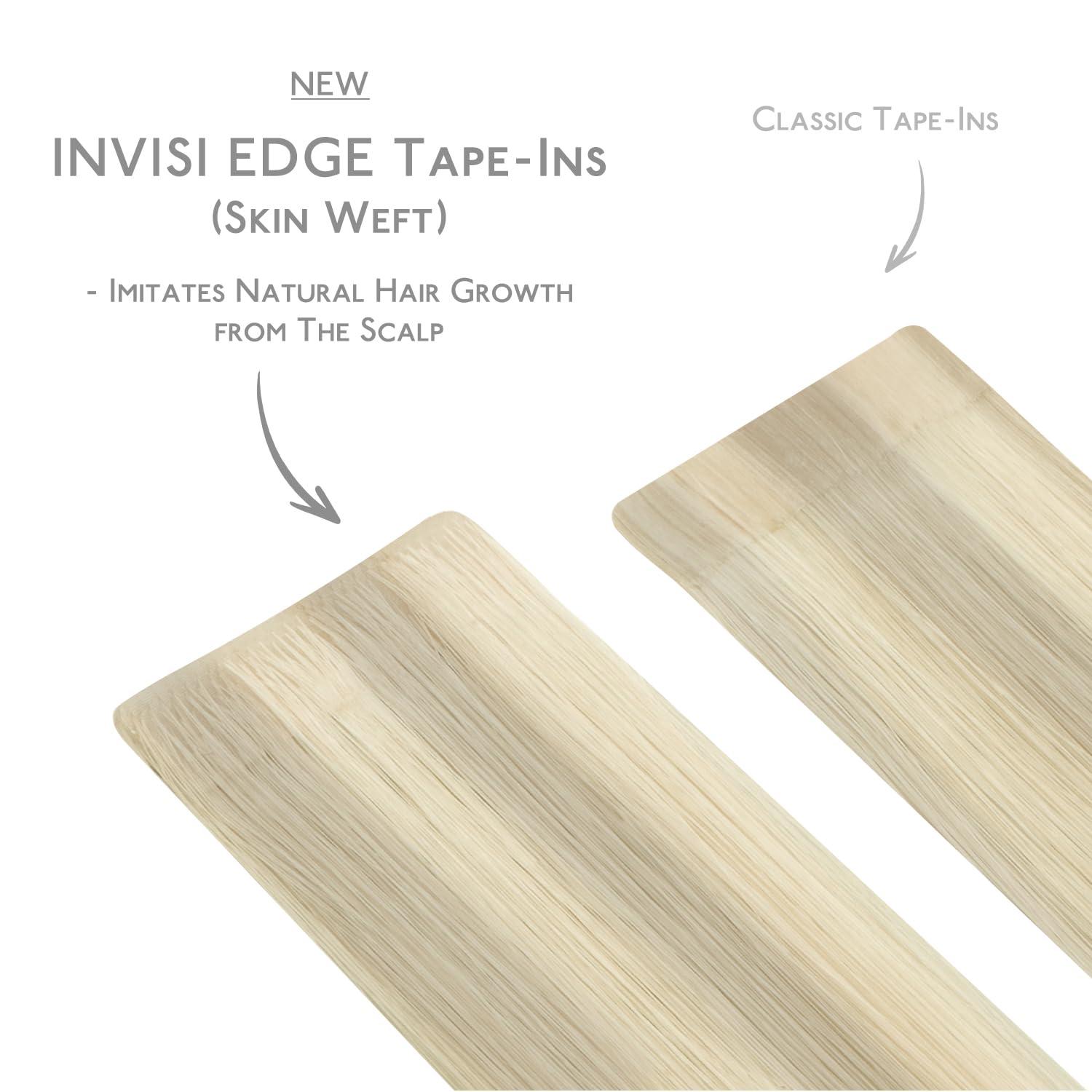 imageWENNALIFE Invisi Edge Tape in Hair Extensions Human Hair 16 Inch 50g 20pcs Muted Light Brown Brunette Invisible Luxury Remy Hair Extensions Natural Seamless Injected Tape Ins Extensiones De CabelloIN17A60A Ash Blonde Highlighted Platinum Blonde