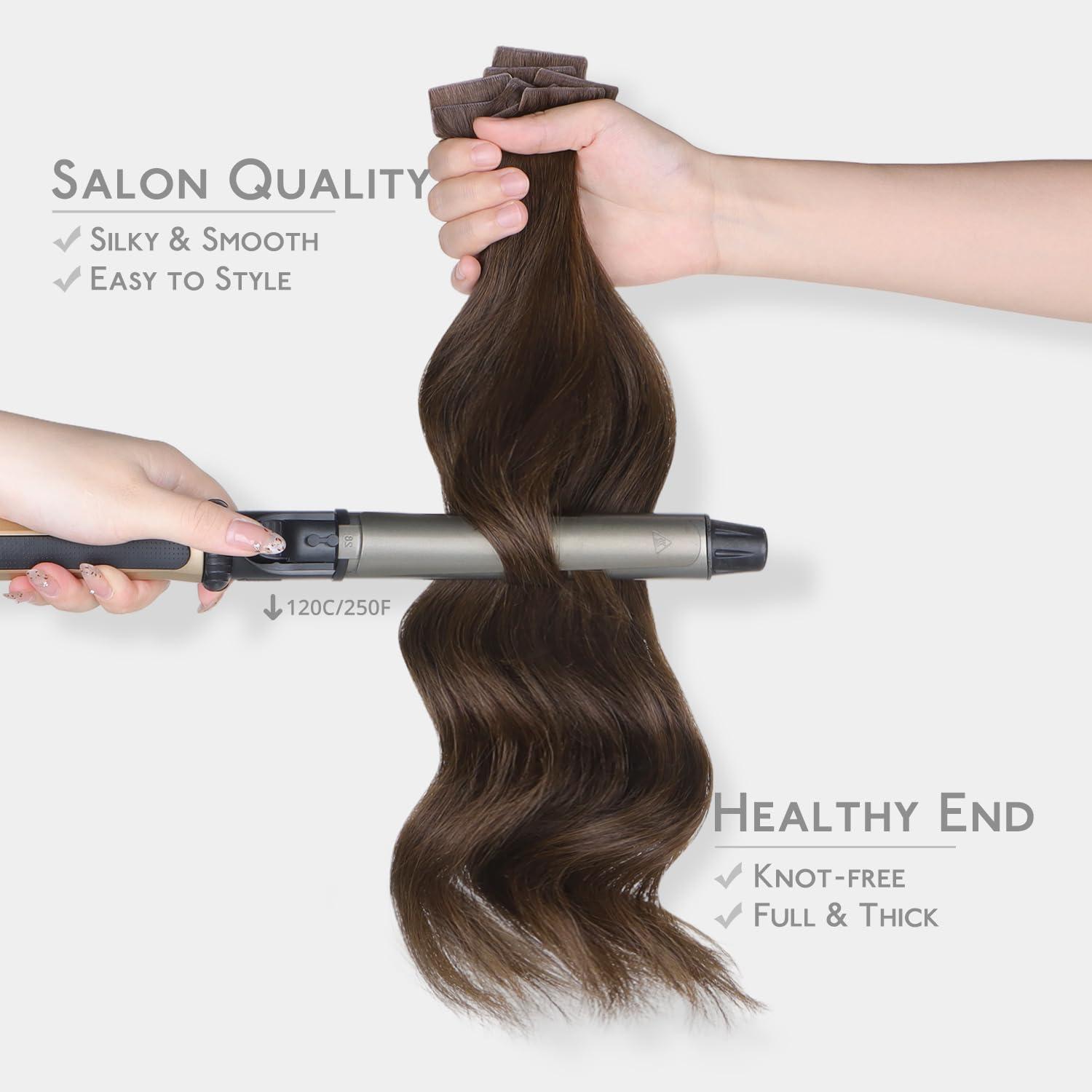 imageWENNALIFE Invisi Edge Tape in Hair Extensions Human Hair 16 Inch 50g 20pcs Muted Light Brown Brunette Invisible Luxury Remy Hair Extensions Natural Seamless Injected Tape Ins Extensiones De CabelloIN4 Chocolate Brown