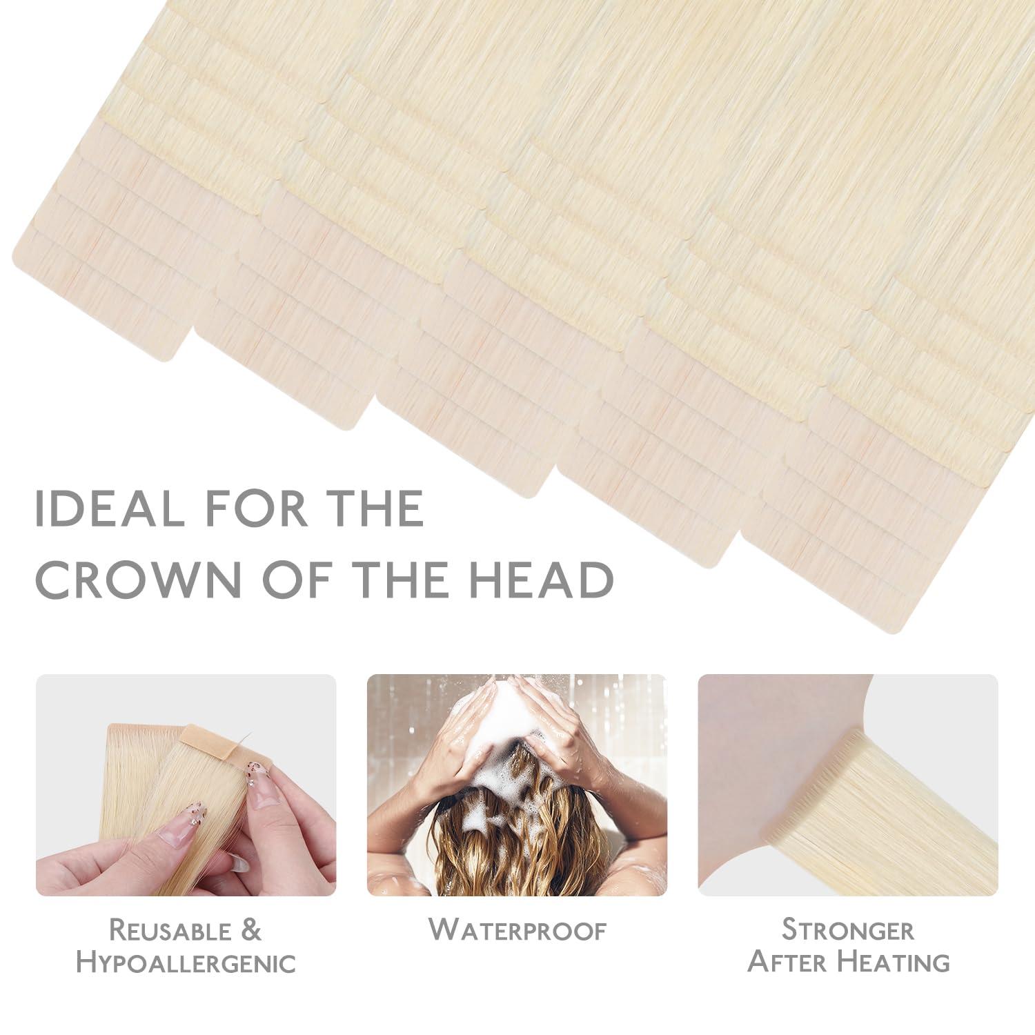 imageWENNALIFE Invisi Edge Tape in Hair Extensions Human Hair 16 Inch 50g 20pcs Muted Light Brown Brunette Invisible Luxury Remy Hair Extensions Natural Seamless Injected Tape Ins Extensiones De CabelloIN60A Platinum Blonde