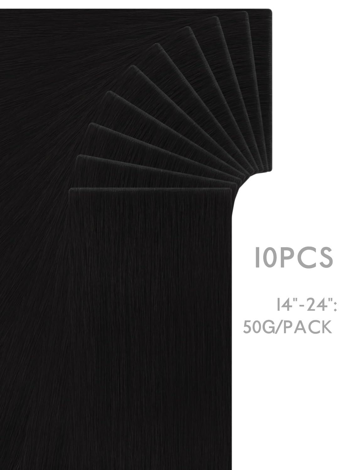 imageWENNALIFE Invisi Edge Tape in Hair Extensions Human Hair 16 Inch 50g 20pcs Muted Light Brown Brunette Invisible Luxury Remy Hair Extensions Natural Seamless Injected Tape Ins Extensiones De CabelloIN1 Jet Black