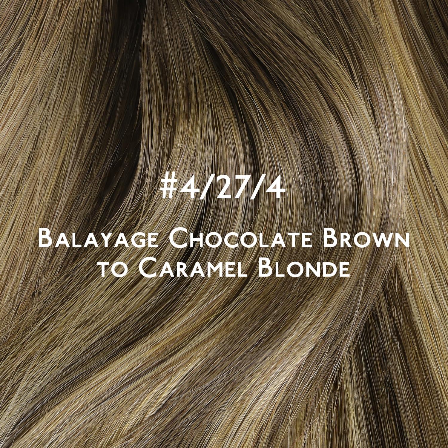 imageWENNALIFE Invisi Edge Tape in Hair Extensions Human Hair 16 Inch 50g 20pcs Muted Light Brown Brunette Invisible Luxury Remy Hair Extensions Natural Seamless Injected Tape Ins Extensiones De Cabello4274 Balayage Chocolate Brown to Caramel Blonde