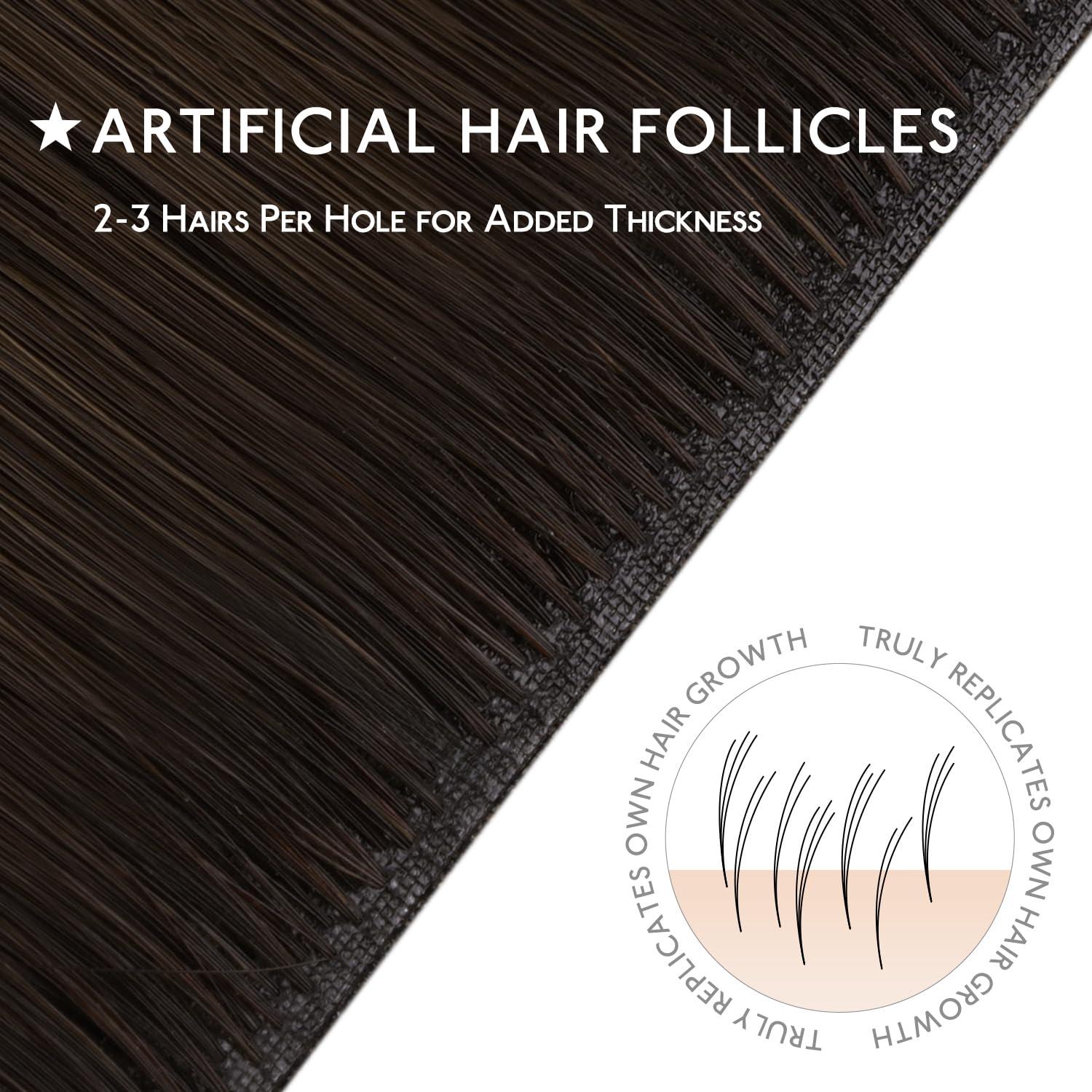 imageWENNALIFE Invisi Edge Tape in Hair Extensions Human Hair 16 Inch 50g 20pcs Muted Light Brown Brunette Invisible Luxury Remy Hair Extensions Natural Seamless Injected Tape Ins Extensiones De CabelloIN124 Ombre Dark Brown to Light Chestnut Brown