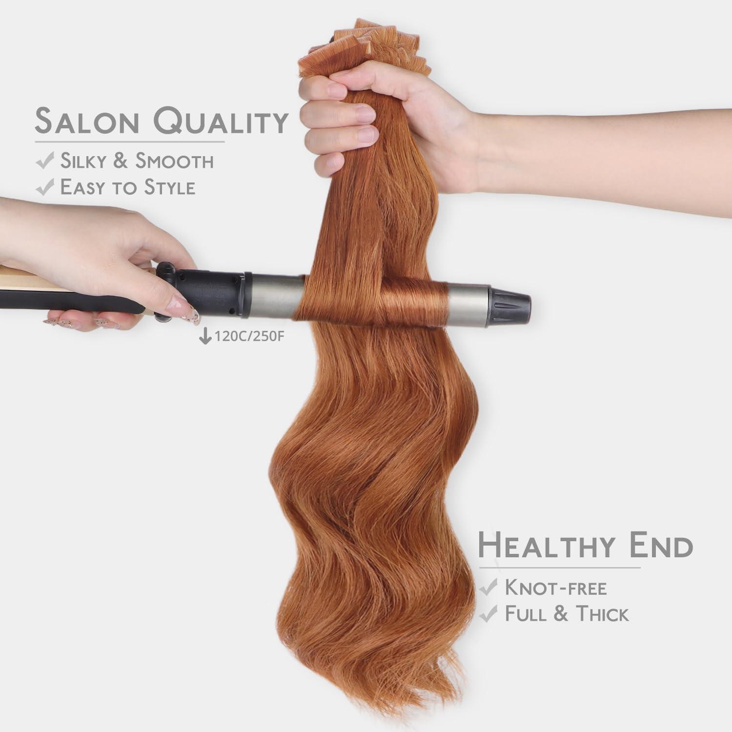 imageWENNALIFE Invisi Edge Tape in Hair Extensions Human Hair 16 Inch 50g 20pcs Muted Light Brown Brunette Invisible Luxury Remy Hair Extensions Natural Seamless Injected Tape Ins Extensiones De CabelloIN330 Cinnamon Terra Copper