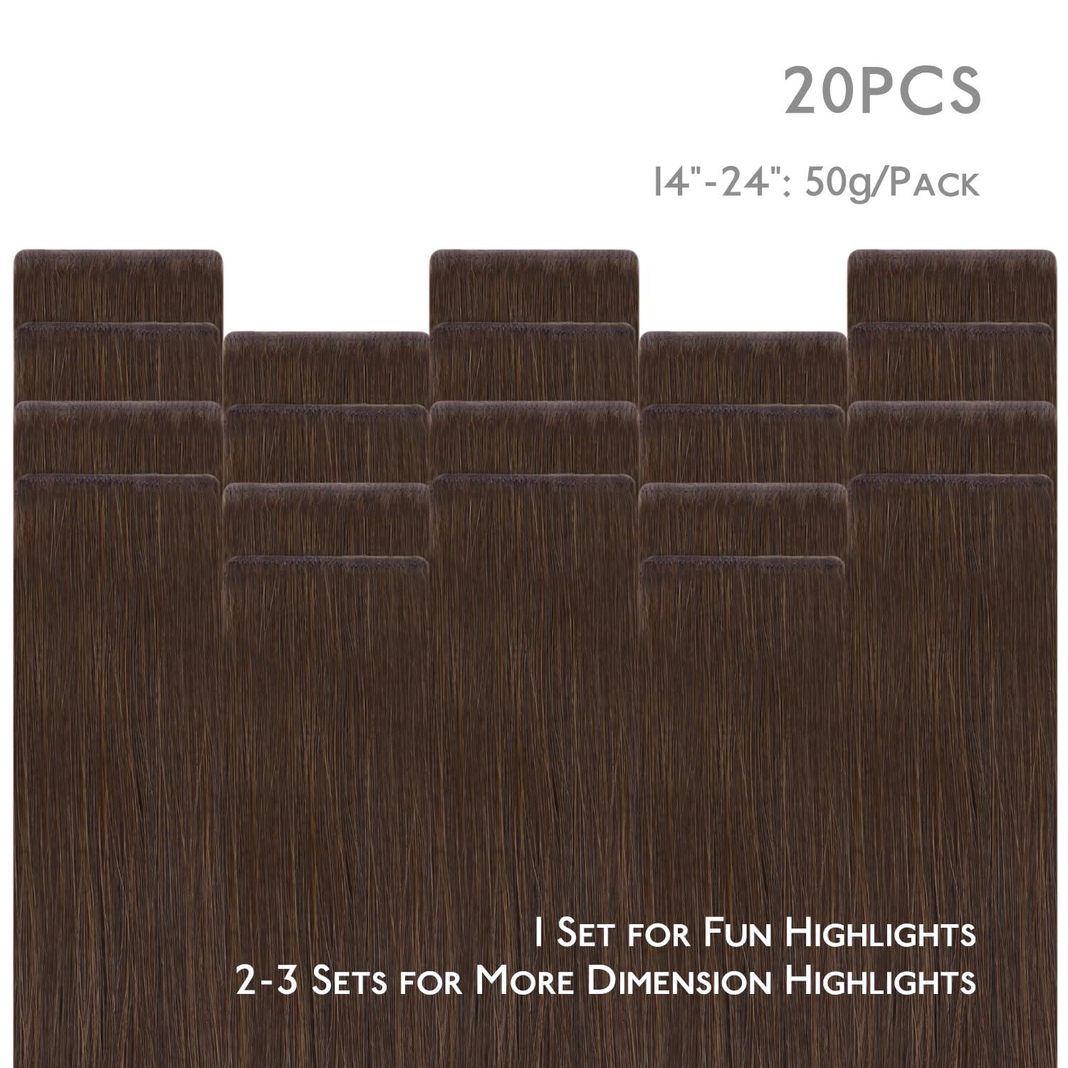 imageWENNALIFE Invisi Edge Tape in Hair Extensions Human Hair 16 Inch 50g 20pcs Muted Light Brown Brunette Invisible Luxury Remy Hair Extensions Natural Seamless Injected Tape Ins Extensiones De CabelloIN4 Chocolate Brown