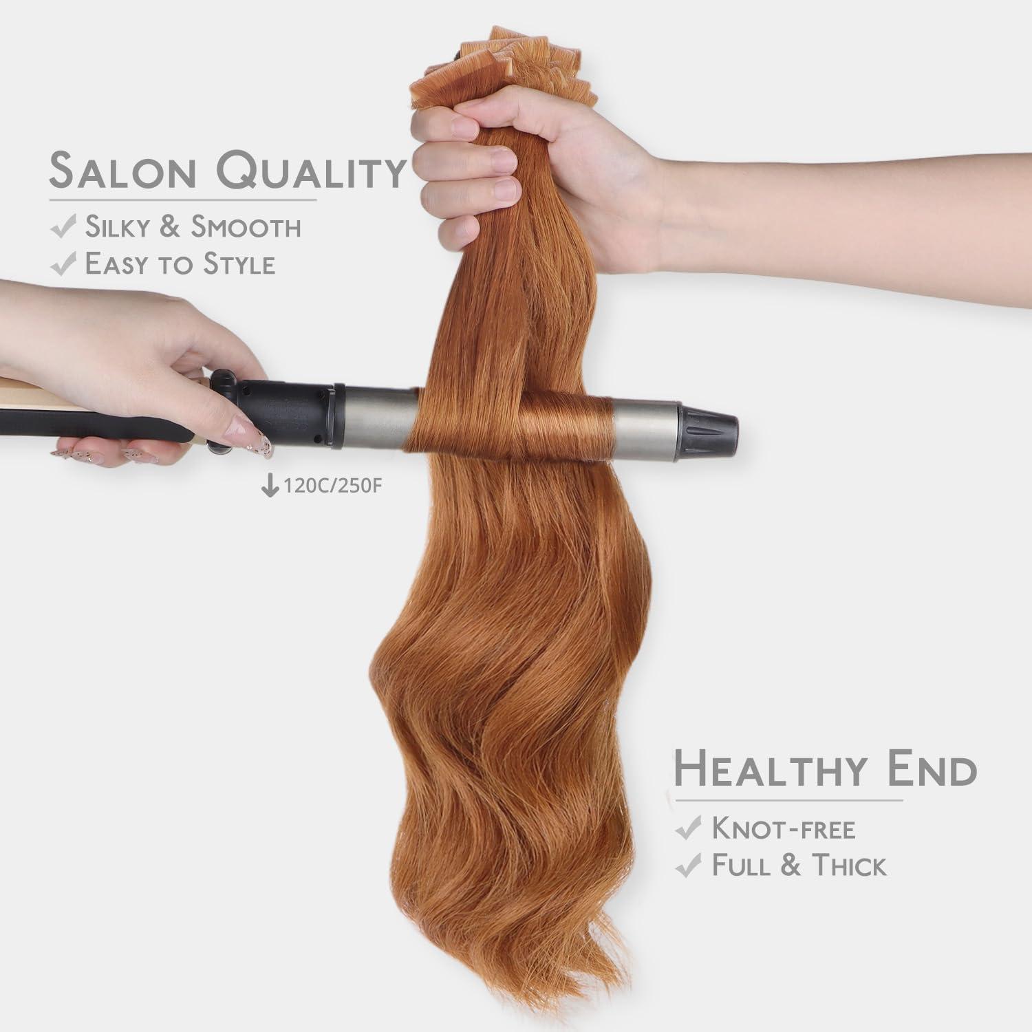 imageWENNALIFE Invisi Edge Tape in Hair Extensions Human Hair 16 Inch 50g 20pcs Muted Light Brown Brunette Invisible Luxury Remy Hair Extensions Natural Seamless Injected Tape Ins Extensiones De CabelloIN330 Cinnamon Terra Copper