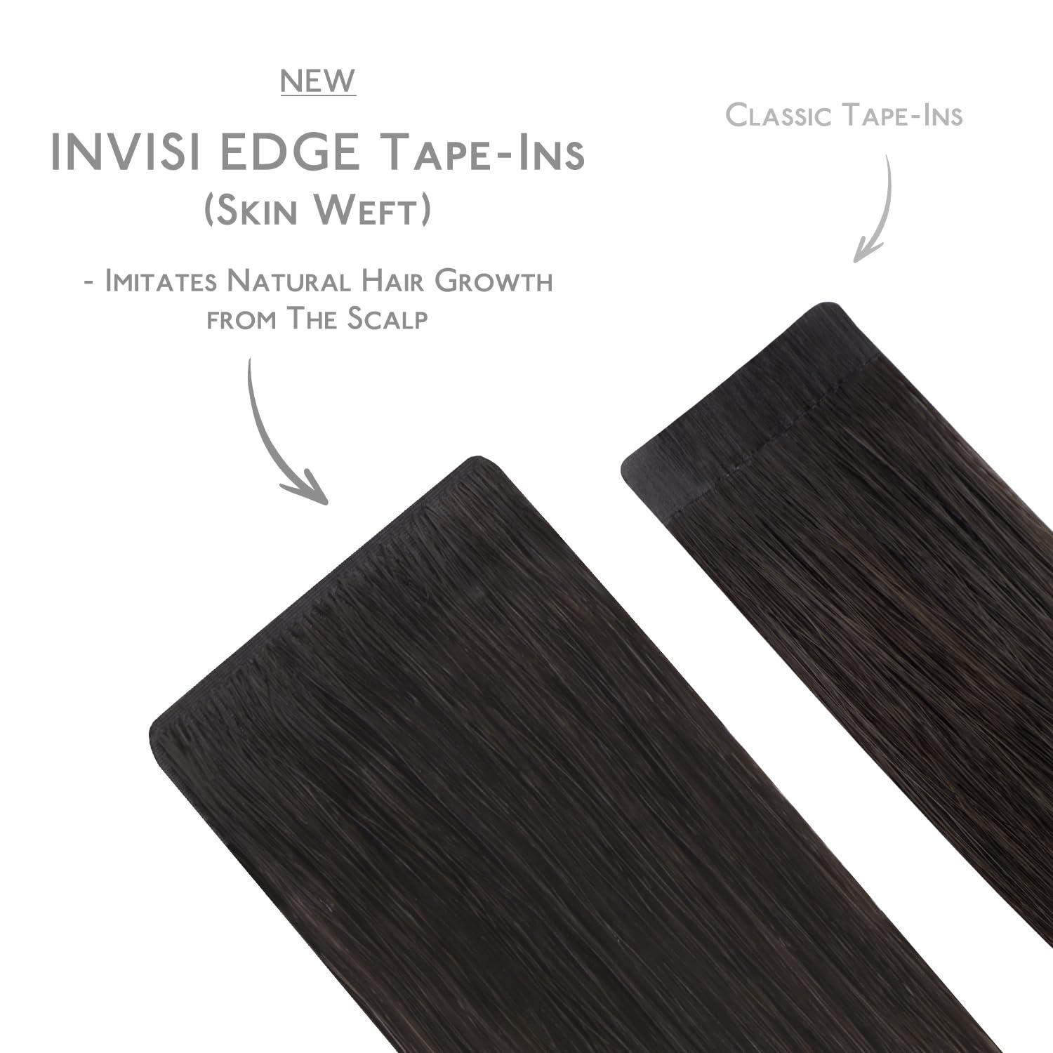 imageWENNALIFE Invisi Edge Tape in Hair Extensions Human Hair 16 Inch 50g 20pcs Muted Light Brown Brunette Invisible Luxury Remy Hair Extensions Natural Seamless Injected Tape Ins Extensiones De CabelloIN262 Balayage Dark Brown Mixed Chestnut Brown