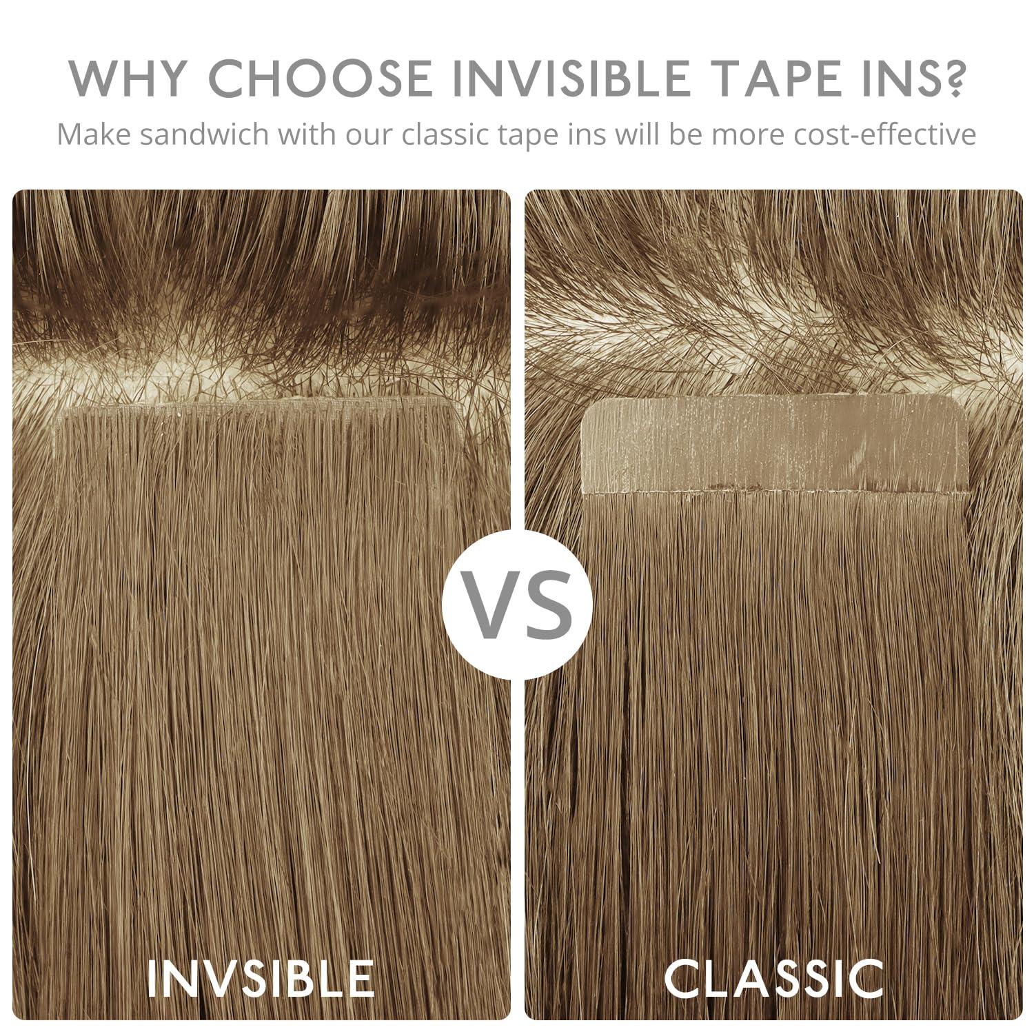 imageWENNALIFE Invisi Edge Tape in Hair Extensions Human Hair 16 Inch 50g 20pcs Muted Light Brown Brunette Invisible Luxury Remy Hair Extensions Natural Seamless Injected Tape Ins Extensiones De CabelloIN17A60A Ash Blonde Highlighted Platinum Blonde