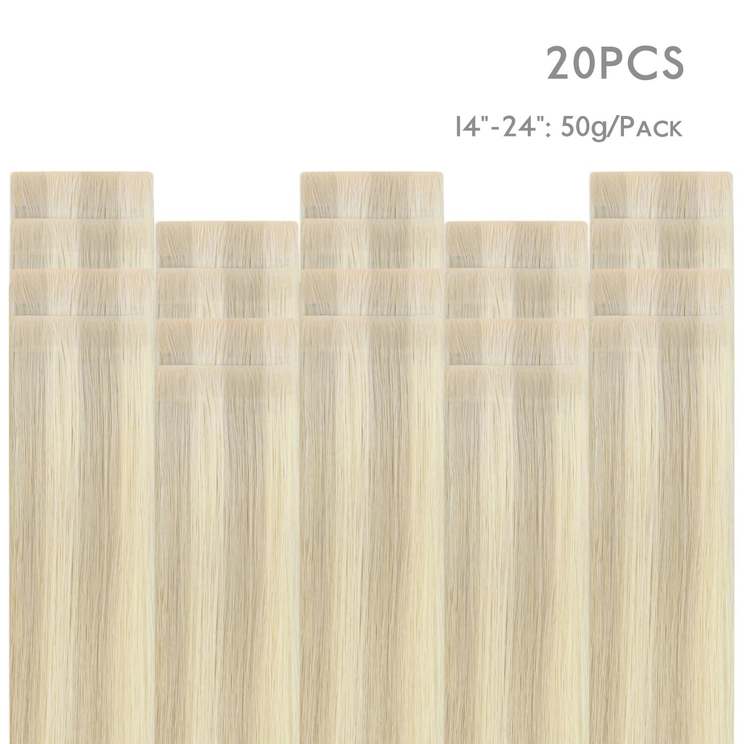 imageWENNALIFE Invisi Edge Tape in Hair Extensions Human Hair 16 Inch 50g 20pcs Muted Light Brown Brunette Invisible Luxury Remy Hair Extensions Natural Seamless Injected Tape Ins Extensiones De CabelloIN17A60A Ash Blonde Highlighted Platinum Blonde