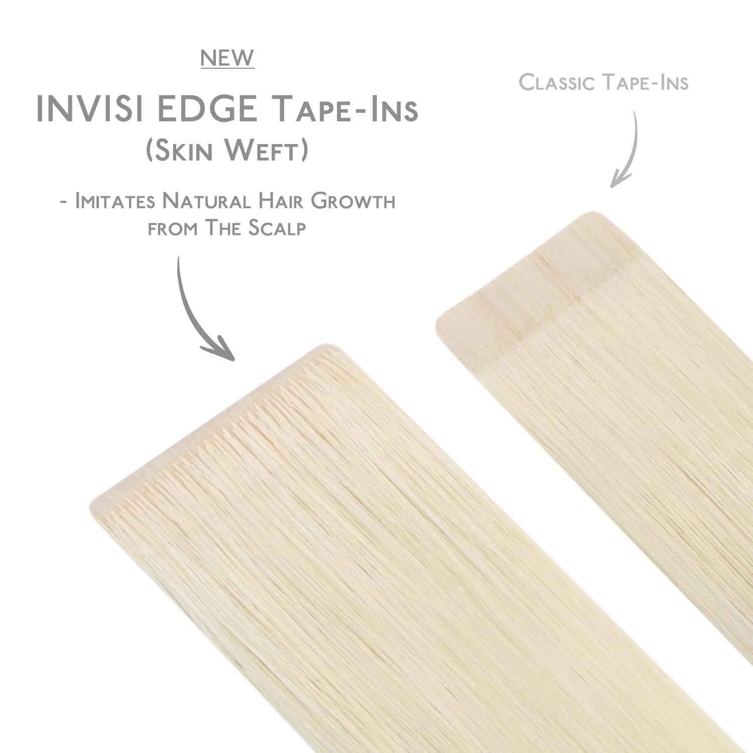 imageWENNALIFE Invisi Edge Tape in Hair Extensions Human Hair 16 Inch 50g 20pcs Muted Light Brown Brunette Invisible Luxury Remy Hair Extensions Natural Seamless Injected Tape Ins Extensiones De CabelloIN60A Platinum Blonde