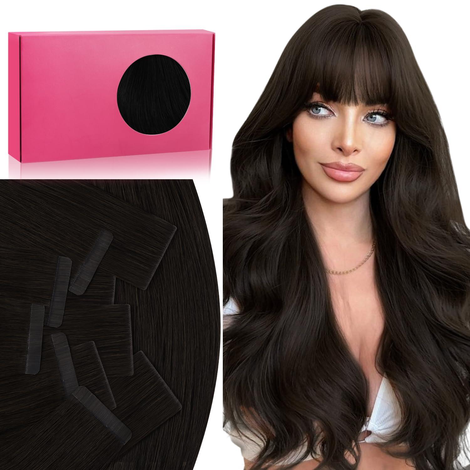 imageWENNALIFE Invisi Edge Tape in Hair Extensions Human Hair 16 Inch 50g 20pcs Muted Light Brown Brunette Invisible Luxury Remy Hair Extensions Natural Seamless Injected Tape Ins Extensiones De CabelloIN2 Dark Brown