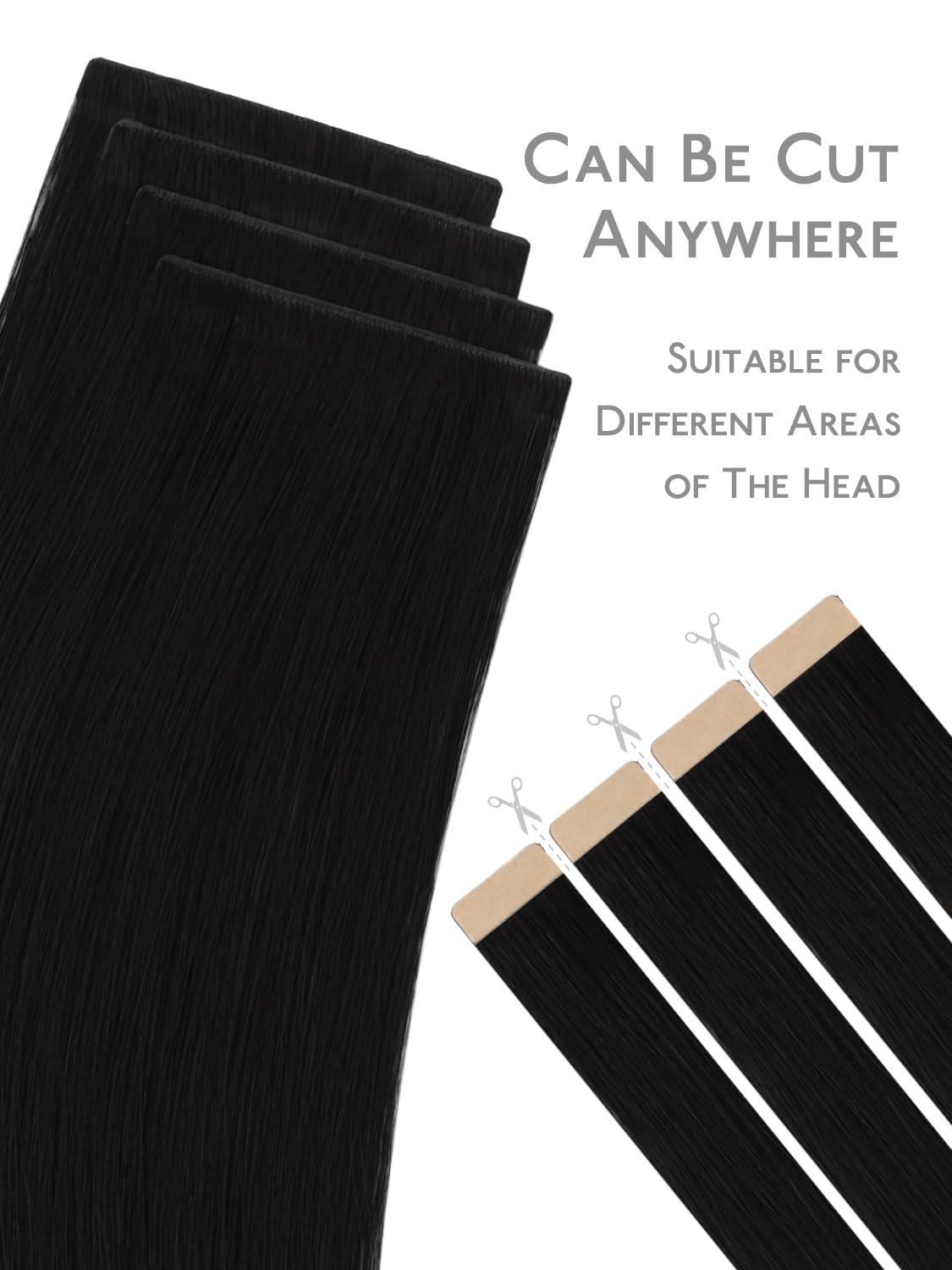 imageWENNALIFE Invisi Edge Tape in Hair Extensions Human Hair 16 Inch 50g 20pcs Muted Light Brown Brunette Invisible Luxury Remy Hair Extensions Natural Seamless Injected Tape Ins Extensiones De CabelloIN1 Jet Black