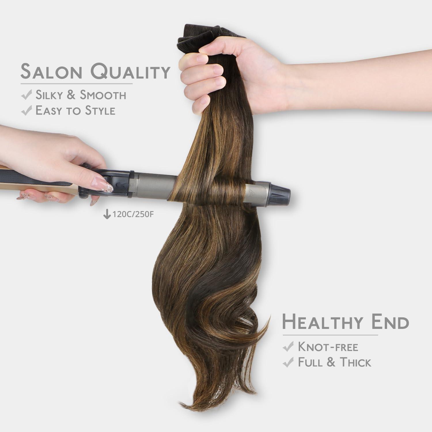 imageWENNALIFE Invisi Edge Tape in Hair Extensions Human Hair 16 Inch 50g 20pcs Muted Light Brown Brunette Invisible Luxury Remy Hair Extensions Natural Seamless Injected Tape Ins Extensiones De CabelloIN262 Balayage Dark Brown Mixed Chestnut Brown