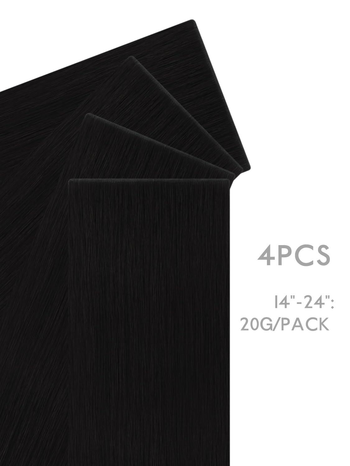 imageWENNALIFE Invisi Edge Tape in Hair Extensions Human Hair 16 Inch 50g 20pcs Muted Light Brown Brunette Invisible Luxury Remy Hair Extensions Natural Seamless Injected Tape Ins Extensiones De CabelloIN1 Jet Black