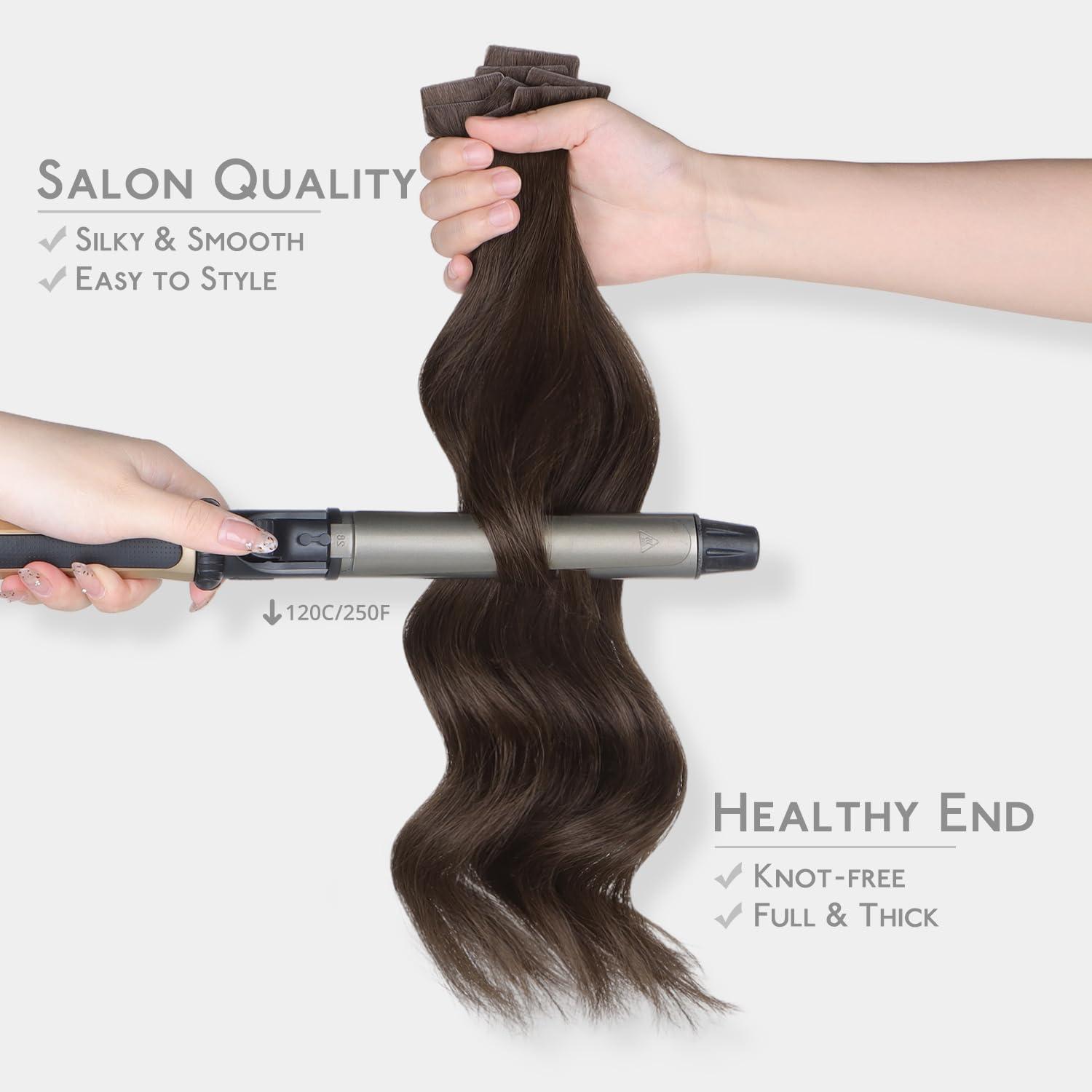 imageWENNALIFE Invisi Edge Tape in Hair Extensions Human Hair 16 Inch 50g 20pcs Muted Light Brown Brunette Invisible Luxury Remy Hair Extensions Natural Seamless Injected Tape Ins Extensiones De CabelloIN2A Light Dark Brown