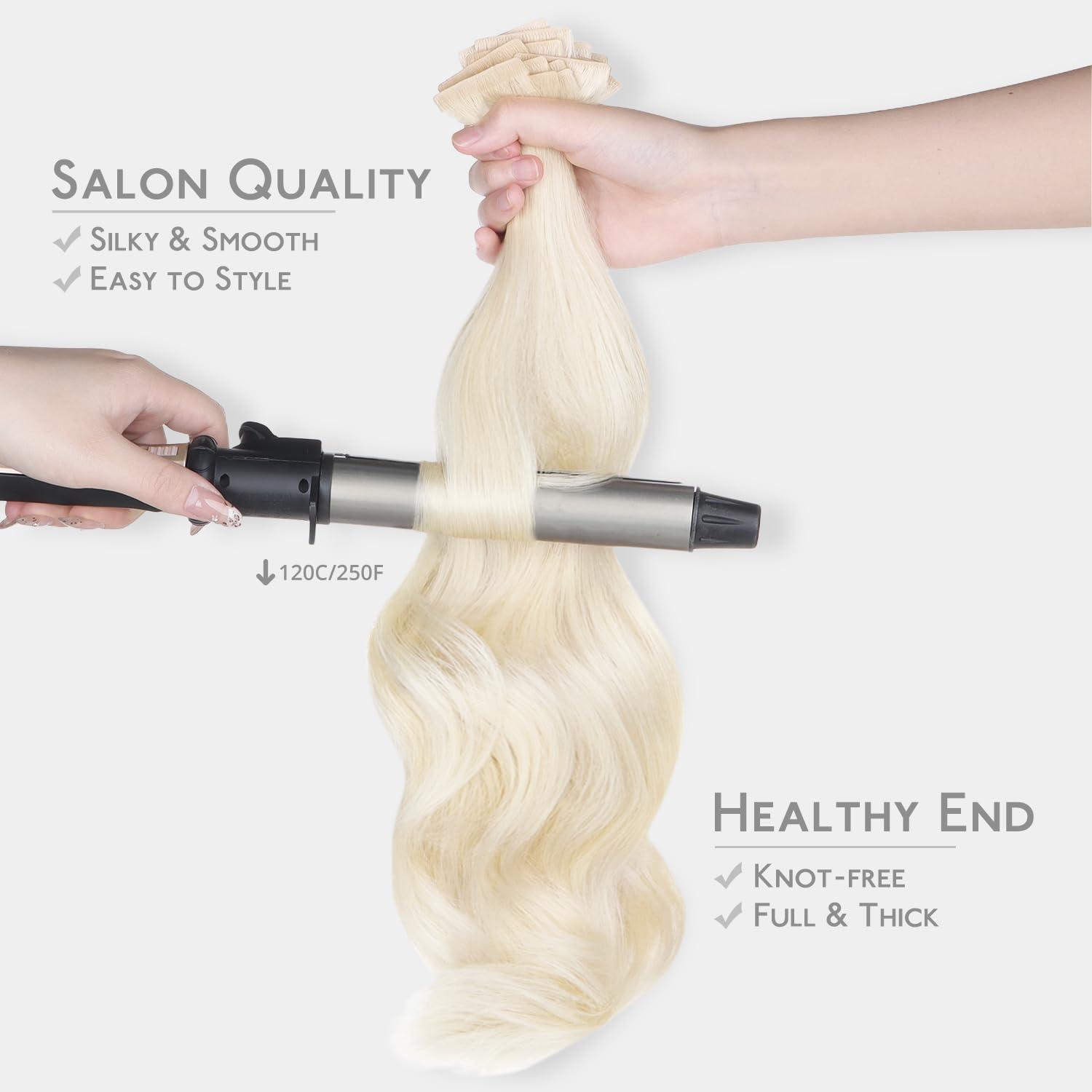 imageWENNALIFE Invisi Edge Tape in Hair Extensions Human Hair 16 Inch 50g 20pcs Muted Light Brown Brunette Invisible Luxury Remy Hair Extensions Natural Seamless Injected Tape Ins Extensiones De CabelloIN1000 White Blonde