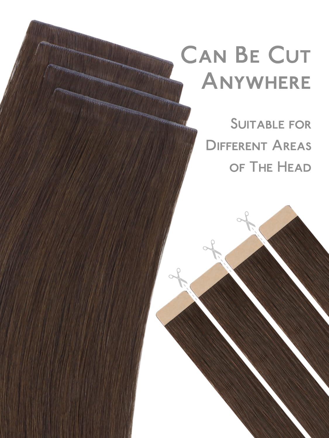 imageWENNALIFE Invisi Edge Tape in Hair Extensions Human Hair 16 Inch 50g 20pcs Muted Light Brown Brunette Invisible Luxury Remy Hair Extensions Natural Seamless Injected Tape Ins Extensiones De CabelloIN4 Chocolate Brown