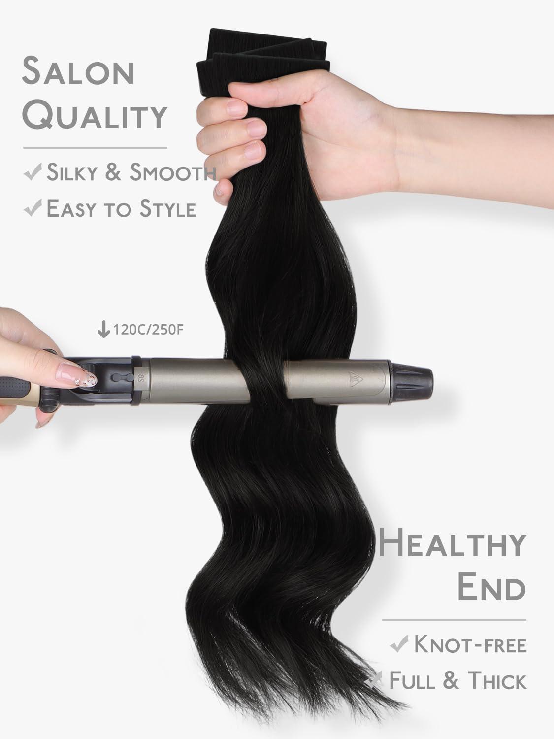 imageWENNALIFE Invisi Edge Tape in Hair Extensions Human Hair 16 Inch 50g 20pcs Muted Light Brown Brunette Invisible Luxury Remy Hair Extensions Natural Seamless Injected Tape Ins Extensiones De CabelloIN1 Jet Black