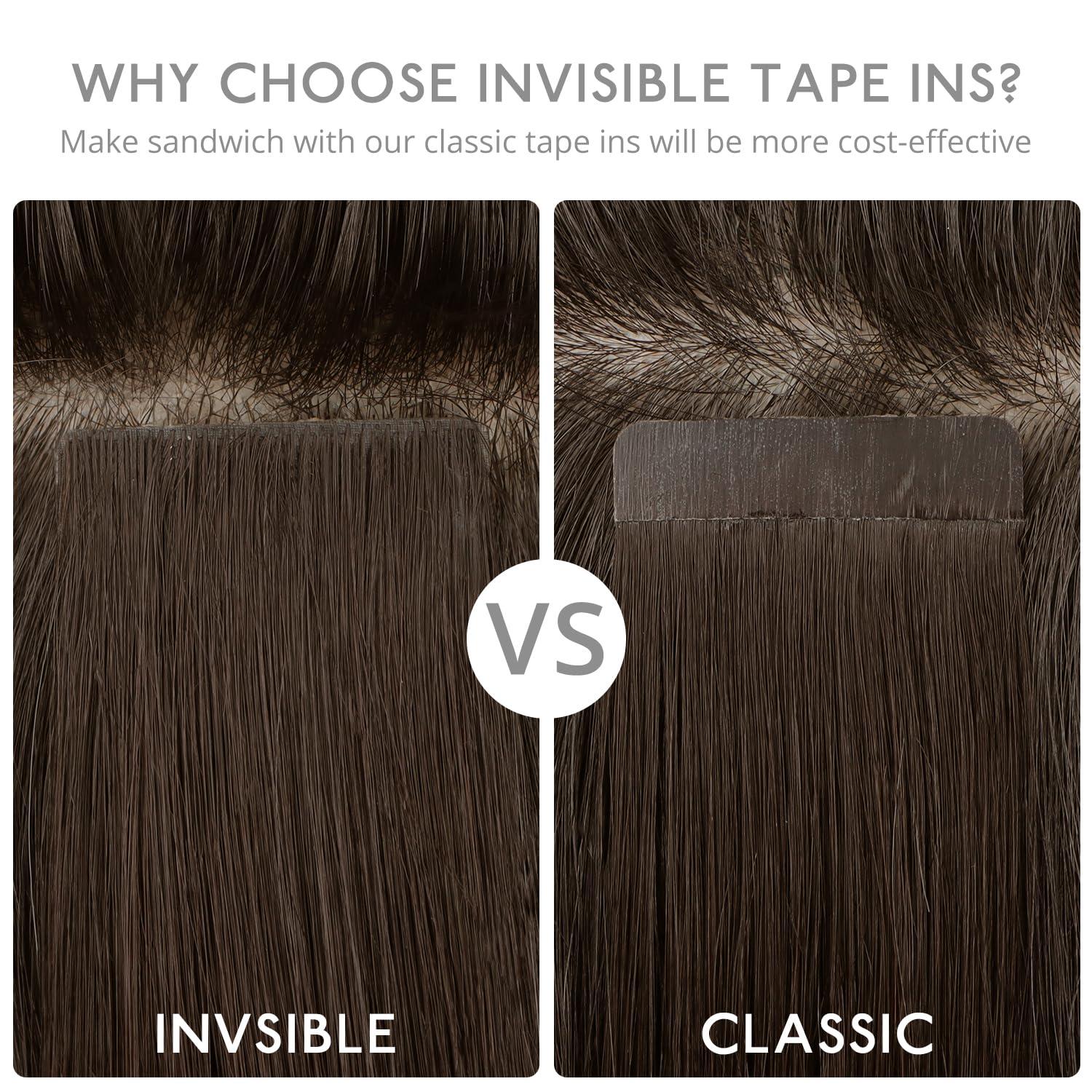 imageWENNALIFE Invisi Edge Tape in Hair Extensions Human Hair 16 Inch 50g 20pcs Muted Light Brown Brunette Invisible Luxury Remy Hair Extensions Natural Seamless Injected Tape Ins Extensiones De CabelloIN5 Muted Light Brown Brunette