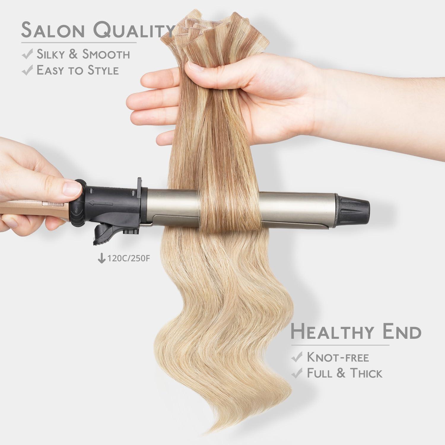 imageWENNALIFE Invisi Edge Tape in Hair Extensions Human Hair 16 Inch 50g 20pcs Muted Light Brown Brunette Invisible Luxury Remy Hair Extensions Natural Seamless Injected Tape Ins Extensiones De CabelloIN12A18H Ash Beige Blonde Blend