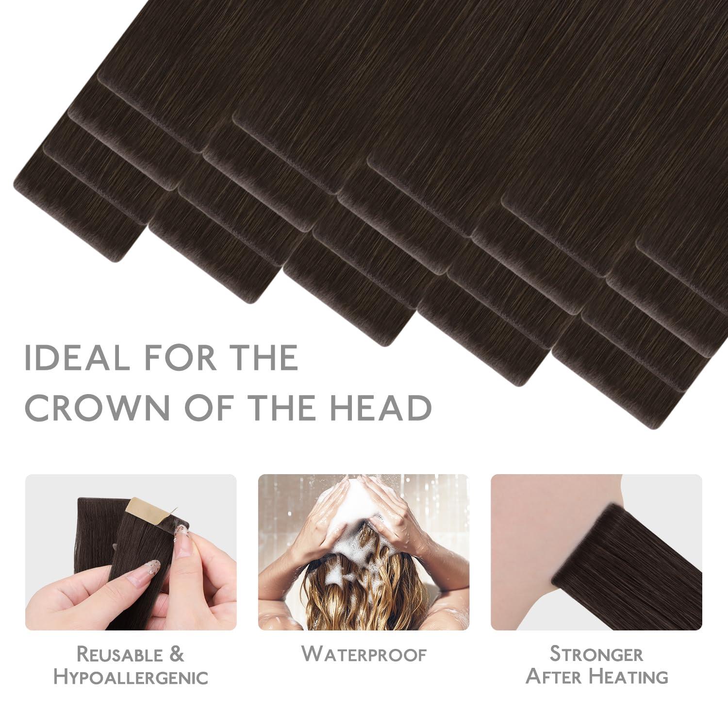 imageWENNALIFE Invisi Edge Tape in Hair Extensions Human Hair 16 Inch 50g 20pcs Muted Light Brown Brunette Invisible Luxury Remy Hair Extensions Natural Seamless Injected Tape Ins Extensiones De CabelloIN2A Light Dark Brown