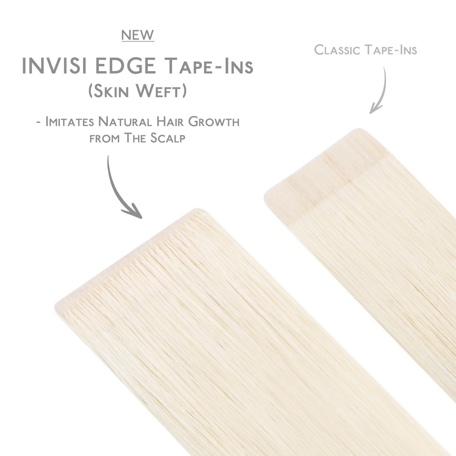 imageWENNALIFE Invisi Edge Tape in Hair Extensions Human Hair 16 Inch 50g 20pcs Muted Light Brown Brunette Invisible Luxury Remy Hair Extensions Natural Seamless Injected Tape Ins Extensiones De CabelloIN1000 White Blonde