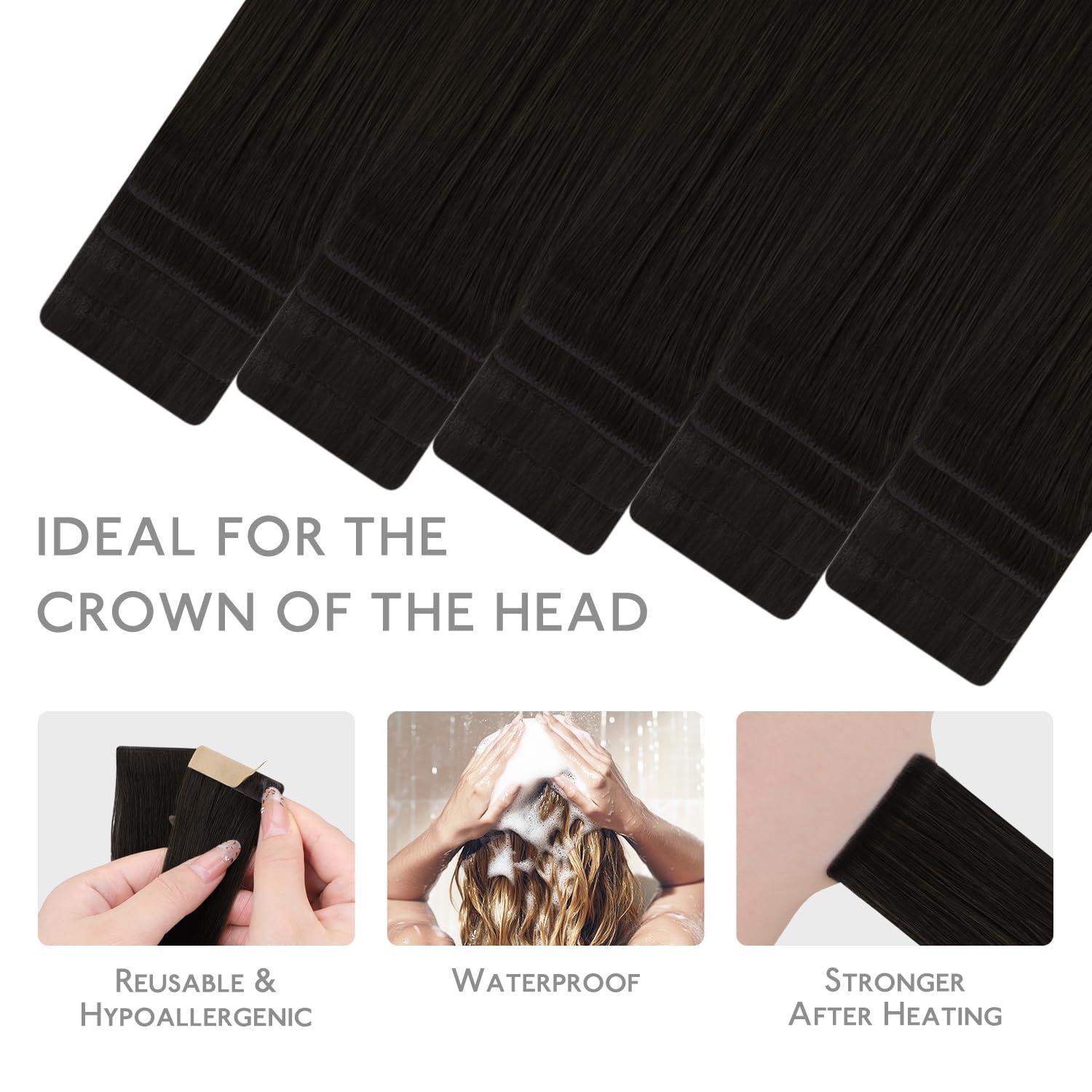 imageWENNALIFE Invisi Edge Tape in Hair Extensions Human Hair 16 Inch 50g 20pcs Muted Light Brown Brunette Invisible Luxury Remy Hair Extensions Natural Seamless Injected Tape Ins Extensiones De CabelloIN2 Dark Brown