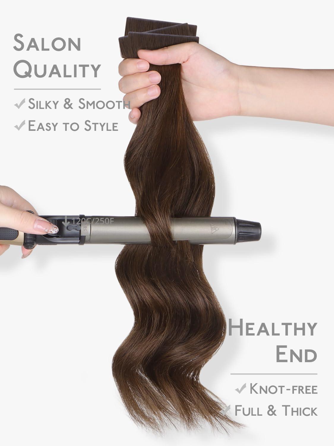 imageWENNALIFE Invisi Edge Tape in Hair Extensions Human Hair 16 Inch 50g 20pcs Muted Light Brown Brunette Invisible Luxury Remy Hair Extensions Natural Seamless Injected Tape Ins Extensiones De CabelloIN4 Chocolate Brown