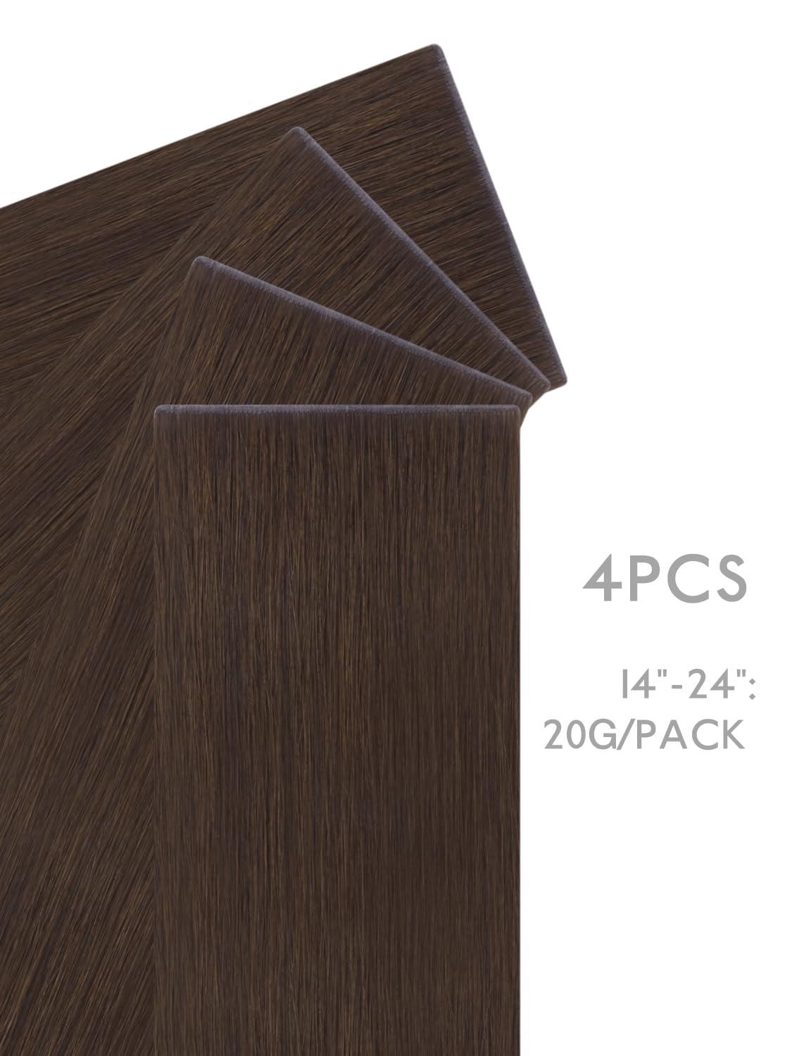 imageWENNALIFE Invisi Edge Tape in Hair Extensions Human Hair 16 Inch 50g 20pcs Muted Light Brown Brunette Invisible Luxury Remy Hair Extensions Natural Seamless Injected Tape Ins Extensiones De CabelloIN4 Chocolate Brown