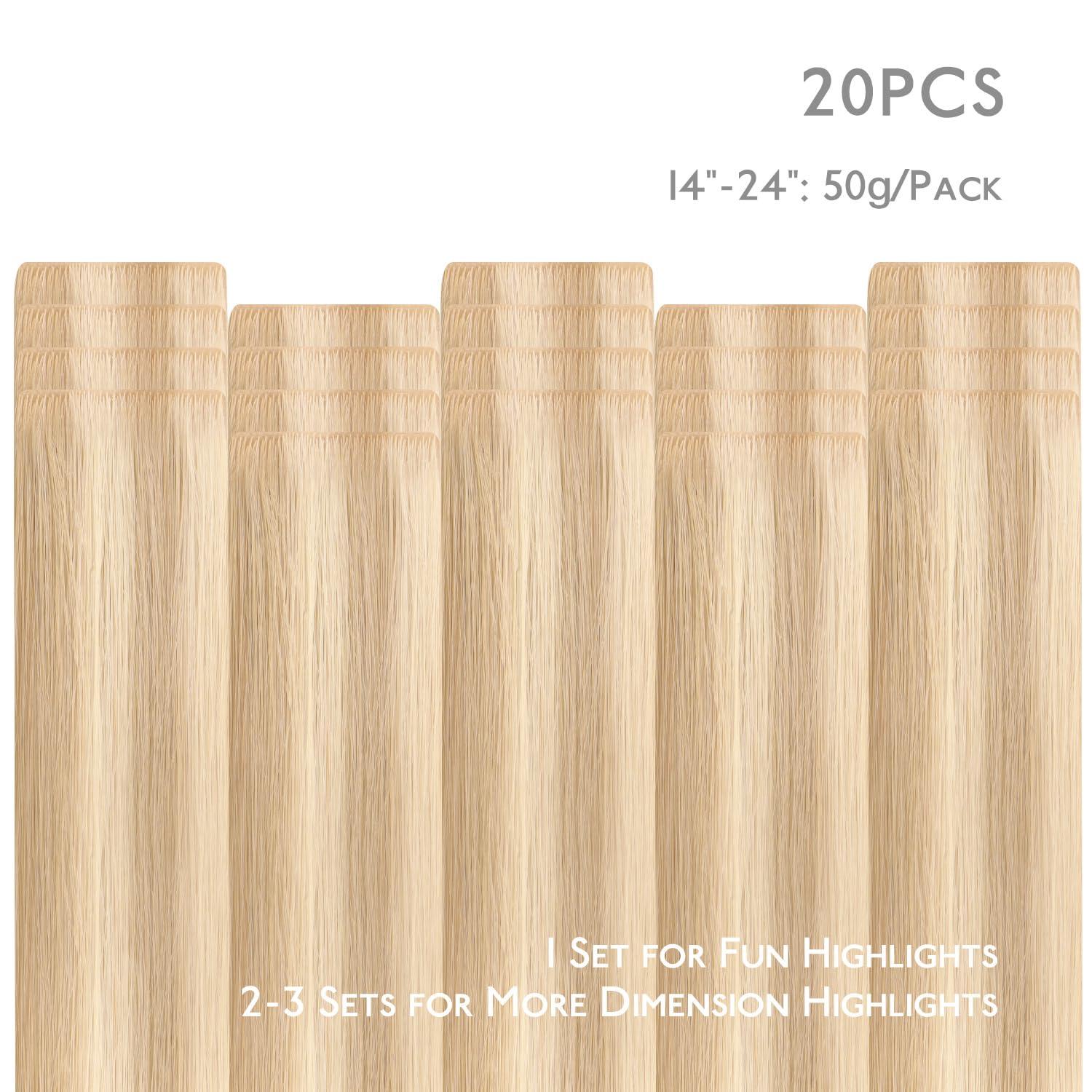 imageWENNALIFE Invisi Edge Tape in Hair Extensions Human Hair 16 Inch 50g 20pcs Muted Light Brown Brunette Invisible Luxury Remy Hair Extensions Natural Seamless Injected Tape Ins Extensiones De CabelloIN18A613A Dirty Blonde Highlighted Bleach Blonde