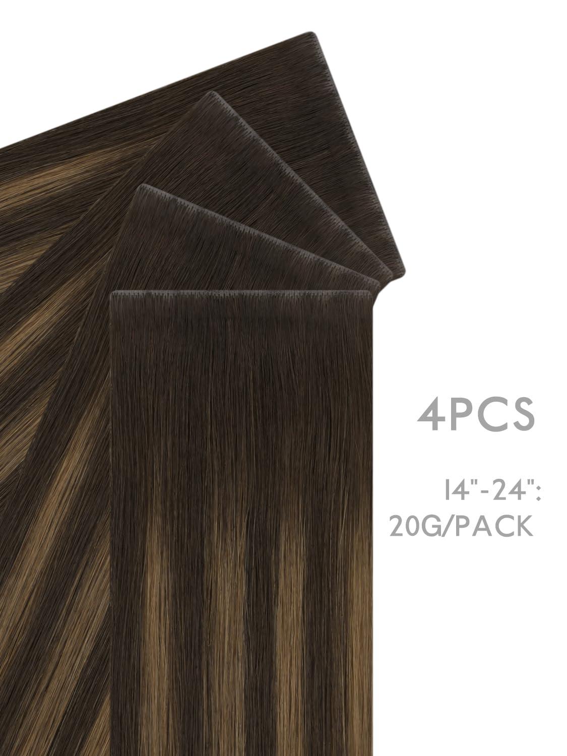 imageWENNALIFE Invisi Edge Tape in Hair Extensions Human Hair 16 Inch 50g 20pcs Muted Light Brown Brunette Invisible Luxury Remy Hair Extensions Natural Seamless Injected Tape Ins Extensiones De CabelloIN262 Balayage Dark Brown Mixed Chestnut Brown