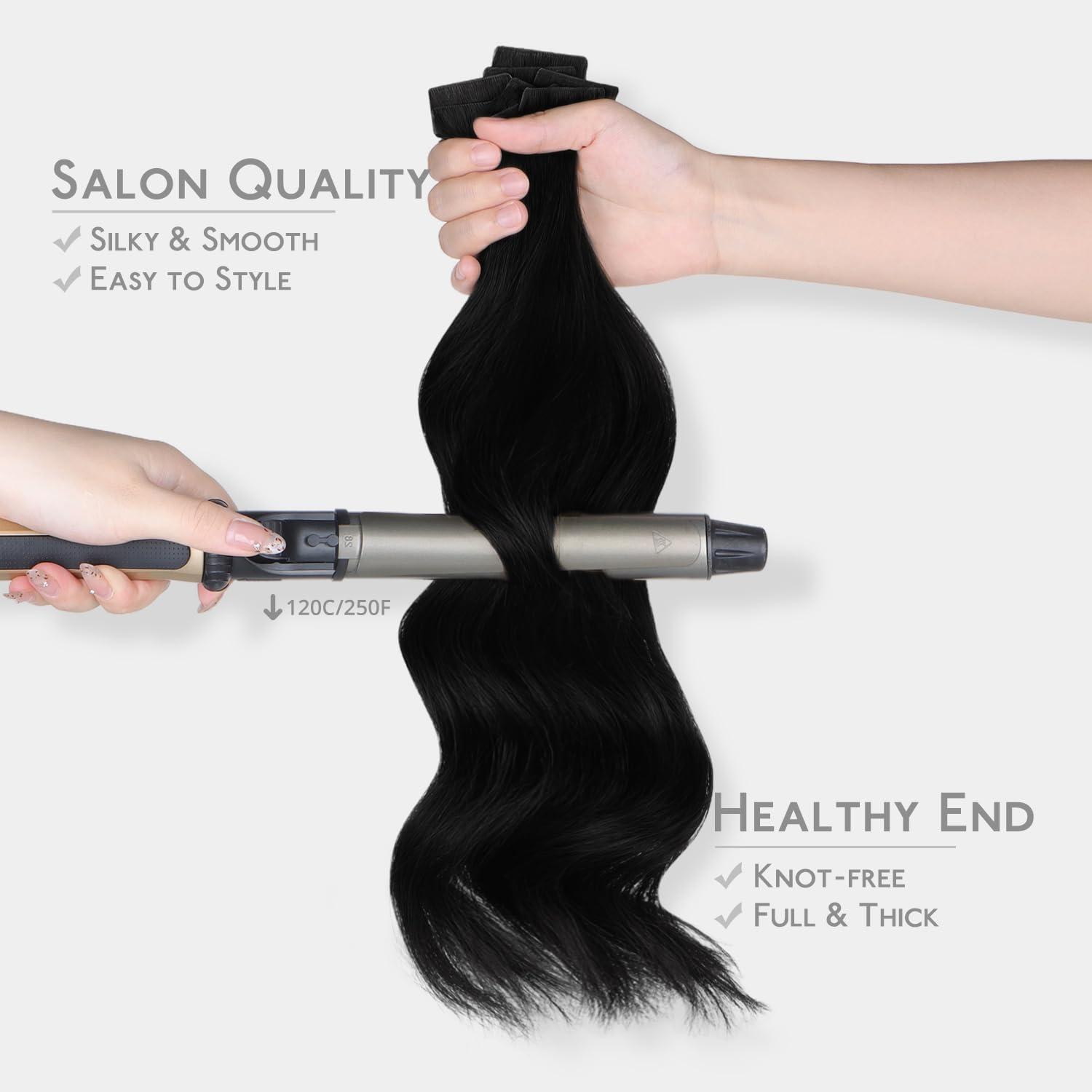 imageWENNALIFE Invisi Edge Tape in Hair Extensions Human Hair 16 Inch 50g 20pcs Muted Light Brown Brunette Invisible Luxury Remy Hair Extensions Natural Seamless Injected Tape Ins Extensiones De CabelloIN1 Jet Black