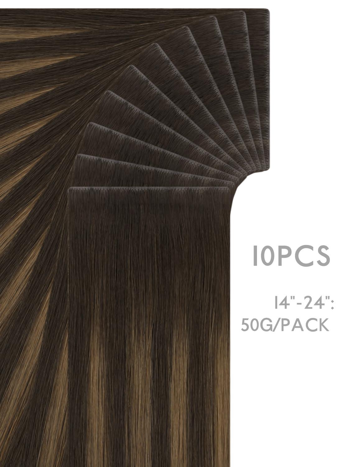 imageWENNALIFE Invisi Edge Tape in Hair Extensions Human Hair 16 Inch 50g 20pcs Muted Light Brown Brunette Invisible Luxury Remy Hair Extensions Natural Seamless Injected Tape Ins Extensiones De CabelloIN262 Balayage Dark Brown Mixed Chestnut Brown