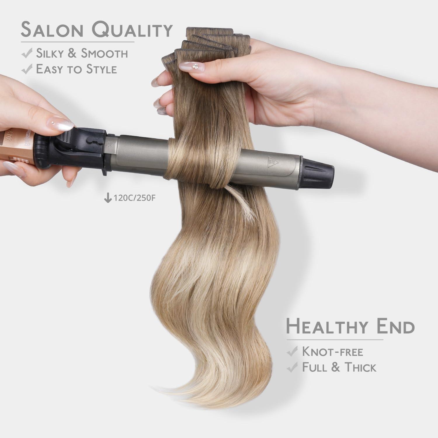 imageWENNALIFE Invisi Edge Tape in Hair Extensions Human Hair 16 Inch 50g 20pcs Muted Light Brown Brunette Invisible Luxury Remy Hair Extensions Natural Seamless Injected Tape Ins Extensiones De CabelloIN91860 Balayage Sandy Brown to Platinum Blonde
